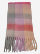 JS2431 Plaid Chunky Scarf With Fringe - MiMi Wholesale
