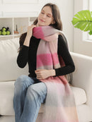 JS2431 Plaid Chunky Scarf With Fringe - MiMi Wholesale