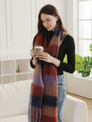 JS2431 Plaid Chunky Scarf With Fringe - MiMi Wholesale