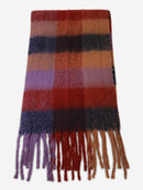 JS2431 Plaid Chunky Scarf With Fringe - MiMi Wholesale