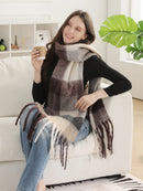 JS2431 Plaid Chunky Scarf With Fringe - MiMi Wholesale
