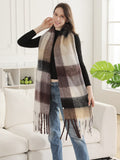 JS2431 Plaid Chunky Scarf With Fringe - MiMi Wholesale