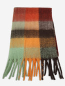 JS2431 Plaid Chunky Scarf With Fringe - MiMi Wholesale