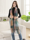 JS2431 Plaid Chunky Scarf With Fringe - MiMi Wholesale