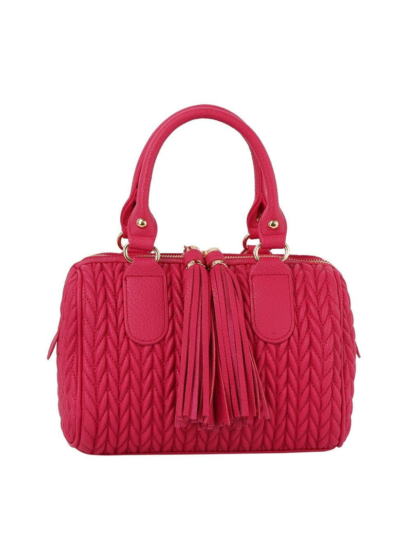 JY0499 Lea Chevron Quilted Satchel With Tassel - MiMi Wholesale