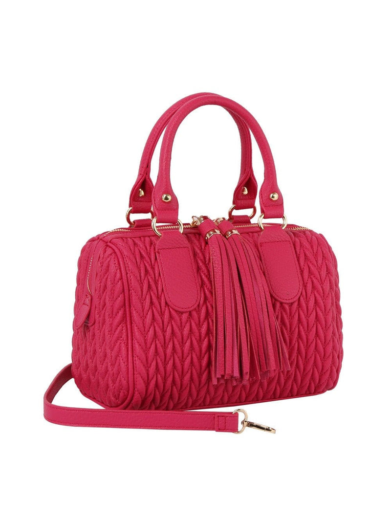 JY0499 Lea Chevron Quilted Satchel With Tassel - MiMi Wholesale