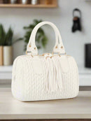 JY0499 Lea Chevron Quilted Satchel With Tassel - MiMi Wholesale