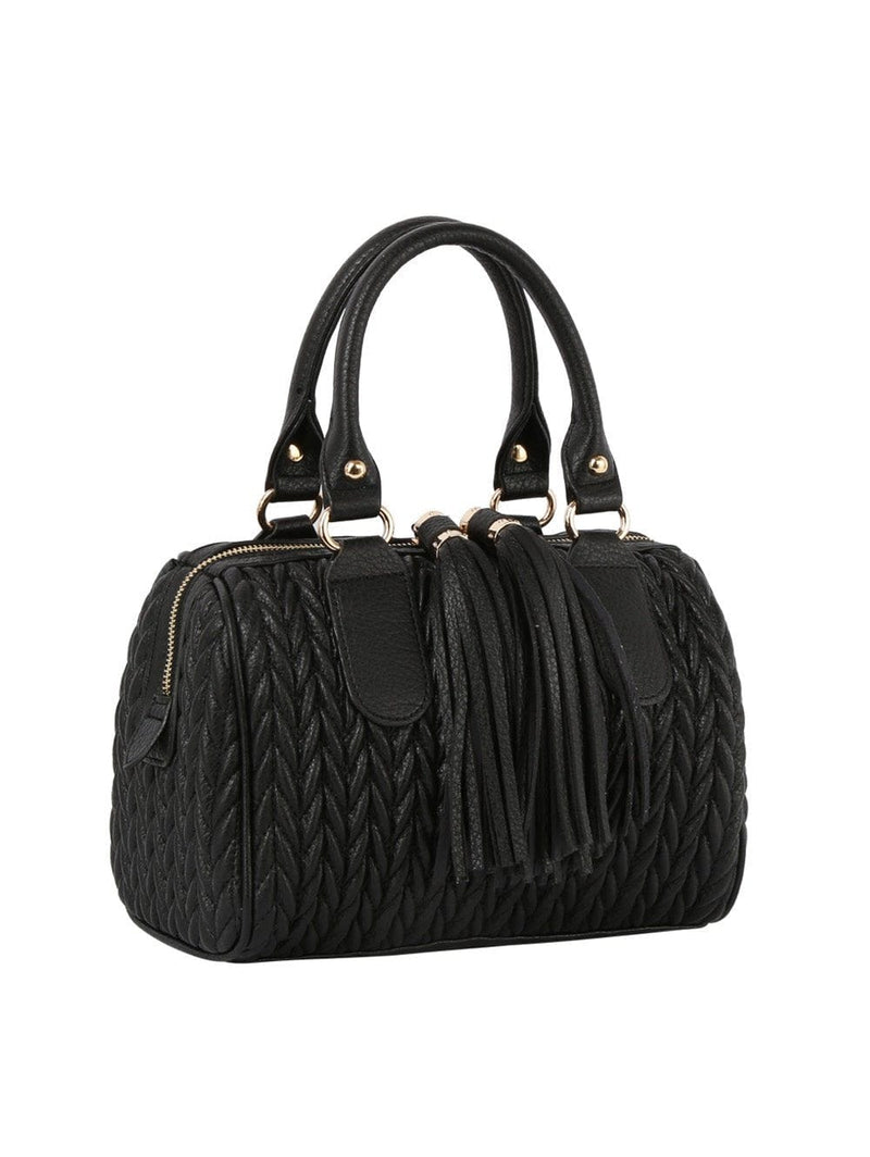 JY0499 Lea Chevron Quilted Satchel With Tassel - MiMi Wholesale