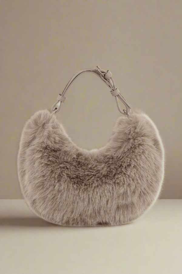 JY0555 Faux Fur Croissant Handbag/Crossbody Bag - MiMi Wholesale