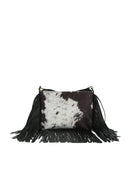 JY0571 Faux Suede Cow Print Fringe Crossbody Bag - MiMi Wholesale