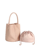 JYE0565 2 in 1 Woven Bucket/Satchel Bag With Pouch - MiMi Wholesale