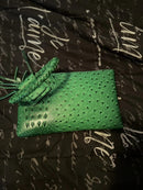JYV0374 Tasia Croc Ostrich Bangle Wristlet/Clutch With Tassel - MiMi Wholesale