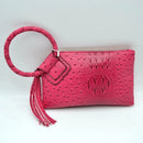 JYV0374 Tasia Croc Ostrich Bangle Wristlet/Clutch With Tassel - MiMi Wholesale