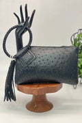 JYV0374 Tasia Croc Ostrich Bangle Wristlet/Clutch With Tassel - MiMi Wholesale