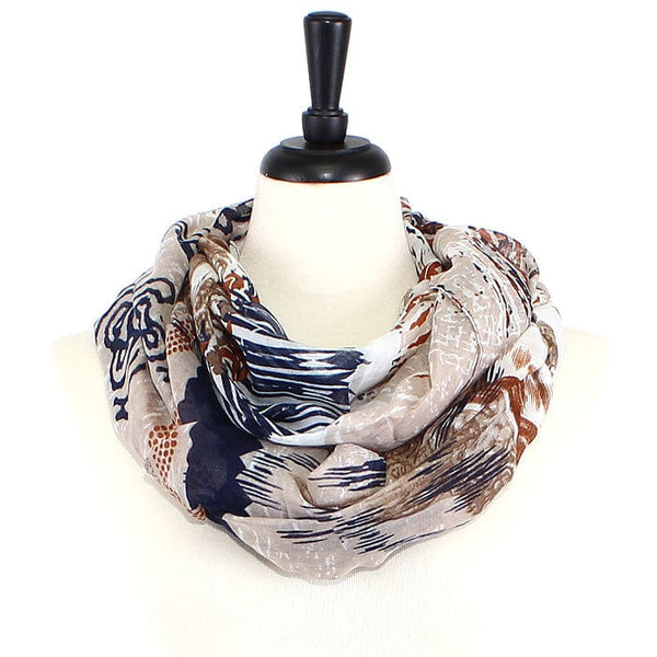 JZ - 10 - C Fire Print Infinity Scarf - MiMi Wholesale