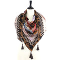 JZ - 13 - C Geometry Print Square Tassel Scarf - MiMi Wholesale