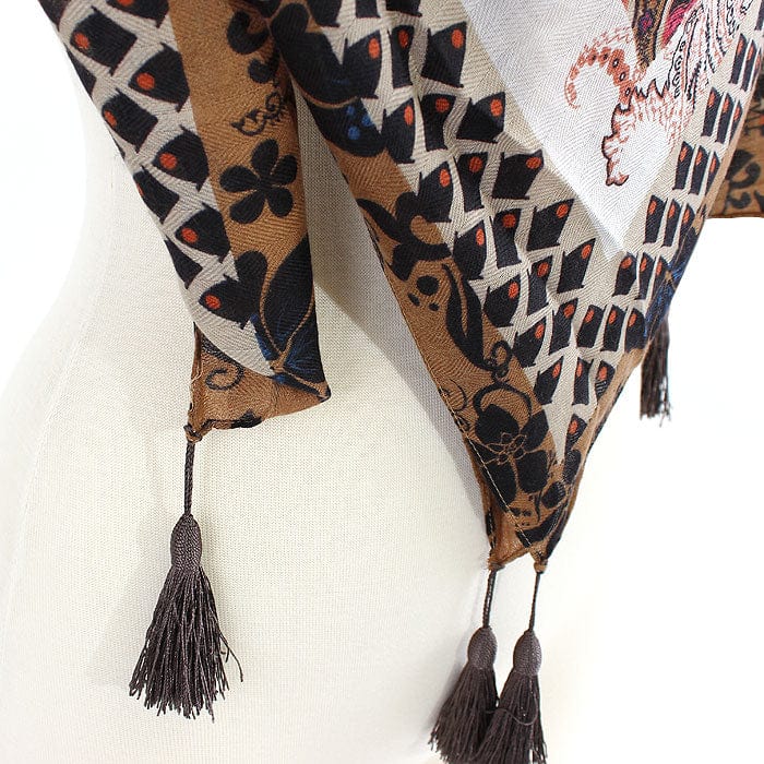 JZ - 13 - C Geometry Print Square Tassel Scarf - MiMi Wholesale