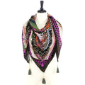 JZ - 13 - G Geometry Print Square Tassel Scarf - MiMi Wholesale