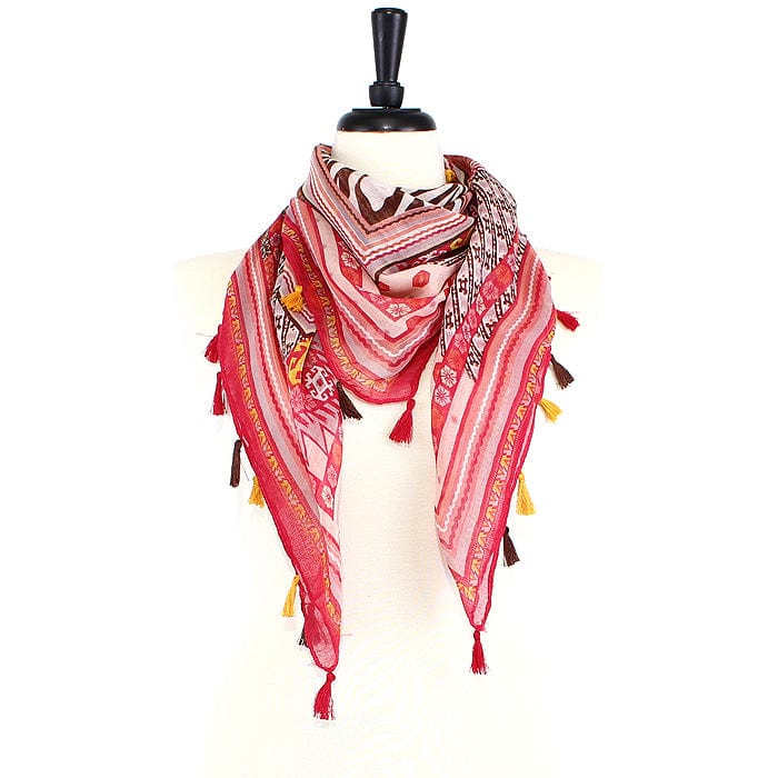 JZ - 18 - C Zebra Print Square Tassel Scarf - MiMi Wholesale