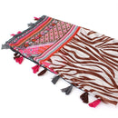 JZ - 18 - GREY Zebra Print Square Tassel Scarf - MiMi Wholesale