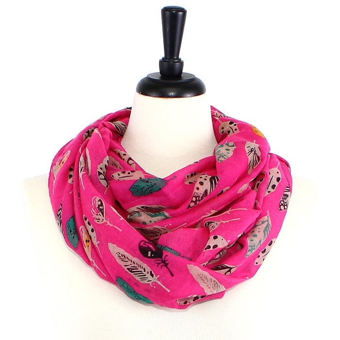 JZ - 9 - HP Feather Print Infinity Scarf - MiMi Wholesale