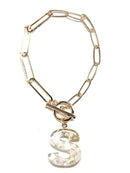 KB8171 Assorted 16 Piece White Acrylic Initial Toggle Bracelet Pack - MiMi Wholesale