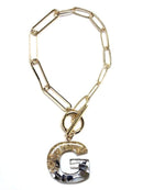 KB8172 Assorted 16 Piece Black Acrylic Initial Toggle Bracelet Pack - MiMi Wholesale