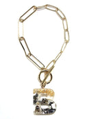 KB8172 Assorted 16 Piece Black Acrylic Initial Toggle Bracelet Pack - MiMi Wholesale