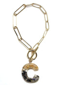 KB8172 Assorted 16 Piece Black Acrylic Initial Toggle Bracelet Pack - MiMi Wholesale