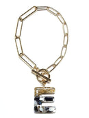 KB8172 Assorted 16 Piece Black Acrylic Initial Toggle Bracelet Pack - MiMi Wholesale