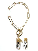 KB8172 Assorted 16 Piece Black Acrylic Initial Toggle Bracelet Pack - MiMi Wholesale