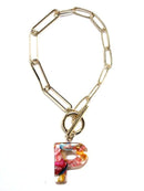 KB8173 Assorted 16 Piece Rainbow Acrylic Initial Toggle Bracelet Pack - MiMi Wholesale