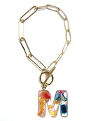 KB8173 Assorted 16 Piece Rainbow Acrylic Initial Toggle Bracelet Pack - MiMi Wholesale