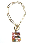 KB8173 Assorted 16 Piece Rainbow Acrylic Initial Toggle Bracelet Pack - MiMi Wholesale