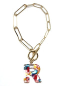 KB8173 Assorted 16 Piece Rainbow Acrylic Initial Toggle Bracelet Pack - MiMi Wholesale