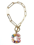 KB8173 Assorted 16 Piece Rainbow Acrylic Initial Toggle Bracelet Pack - MiMi Wholesale