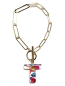 KB8173 Assorted 16 Piece Rainbow Acrylic Initial Toggle Bracelet Pack - MiMi Wholesale