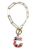 KB8173 Assorted 16 Piece Rainbow Acrylic Initial Toggle Bracelet Pack - MiMi Wholesale