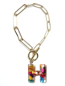 KB8173 Assorted 16 Piece Rainbow Acrylic Initial Toggle Bracelet Pack - MiMi Wholesale