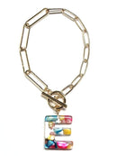 KB8173 Assorted 16 Piece Rainbow Acrylic Initial Toggle Bracelet Pack - MiMi Wholesale