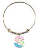 KB8195 Assorted 16 Piece Ombre Acrylic Initial Bangle Pack - MiMi Wholesale