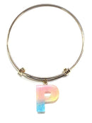 KB8195 Assorted 16 Piece Ombre Acrylic Initial Bangle Pack - MiMi Wholesale