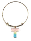 KB8195 Assorted 16 Piece Ombre Acrylic Initial Bangle Pack - MiMi Wholesale