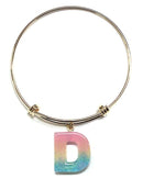 KB8195 Assorted 16 Piece Ombre Acrylic Initial Bangle Pack - MiMi Wholesale