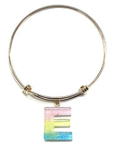 KB8195 Assorted 16 Piece Ombre Acrylic Initial Bangle Pack - MiMi Wholesale