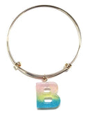 KB8195 Assorted 16 Piece Ombre Acrylic Initial Bangle Pack - MiMi Wholesale