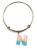 KB8195 Assorted 16 Piece Ombre Acrylic Initial Bangle Pack - MiMi Wholesale