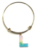 KB8195 Assorted 16 Piece Ombre Acrylic Initial Bangle Pack - MiMi Wholesale