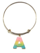 KB8195 Assorted 16 Piece Ombre Acrylic Initial Bangle Pack - MiMi Wholesale