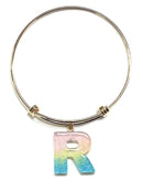 KB8195 Assorted 16 Piece Ombre Acrylic Initial Bangle Pack - MiMi Wholesale